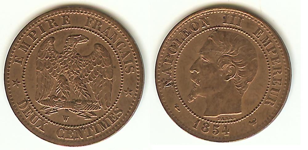 2 Centimes Napoléon III 1854W Lille SPL-
